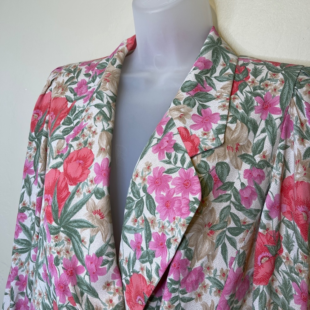 BELLE VOGUE | VTG Rare Floral Pattern Side Tie Lounge Blazer Jacket - Picture 6 of 14